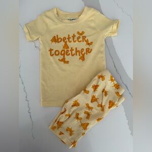 Old Navy 3T shorty pajamas better together Mac and cheese
